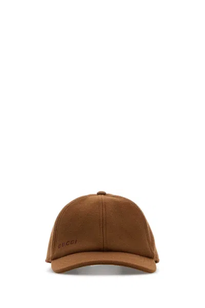 Gucci Men Brown Wool Baseball Cap