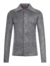 Gucci Men Grey Cardigan With Classic Collar And Brushed Effect In Mohair Blend Woman In Gray