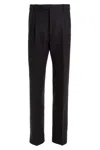 Gucci Dark Gray Cashmere-wool Tailored Pants With Refined Texture In Black