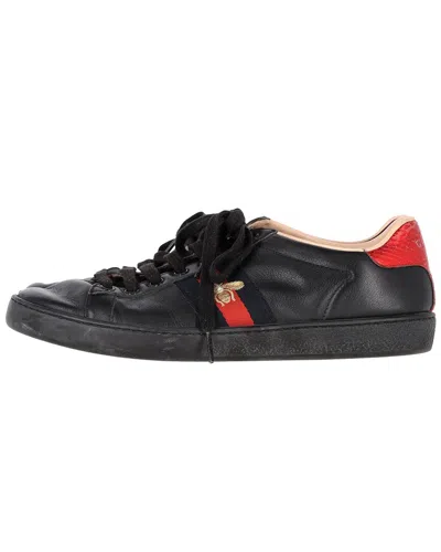 Pre-owned Gucci Men's Calfskin Leather Ace Bee Low-top Sneaker (authentic Pre-loved)