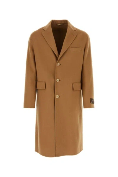 GUCCI GUCCI MEN CAMEL WOOL BLEND COAT