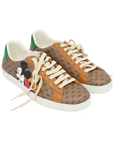 Pre-owned Gucci Men's Canvas X Disney Ace Low-top Sneaker (authentic Pre-loved) In Brown