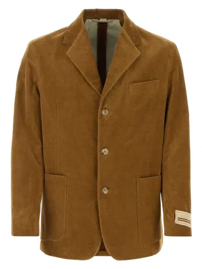 GUCCI MEN'S CARAMEL VELVET BLAZER