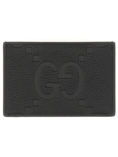 Gucci Men Card Holder With Maxi Gg In Brown
