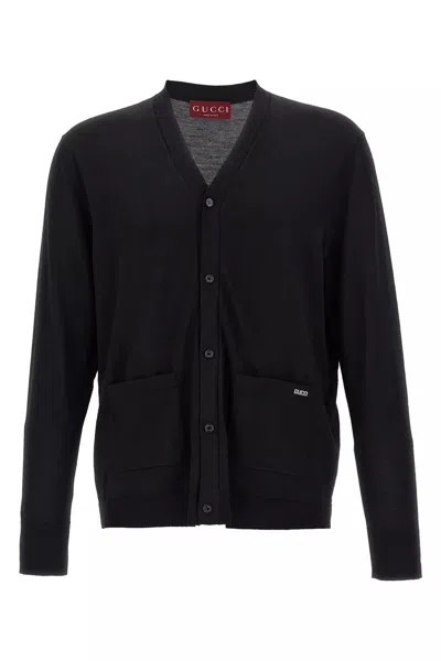 Gucci Men Cardigan With Intarsia In Black