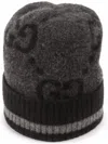 Gucci Men Cashmere Hat With Gg In Brown