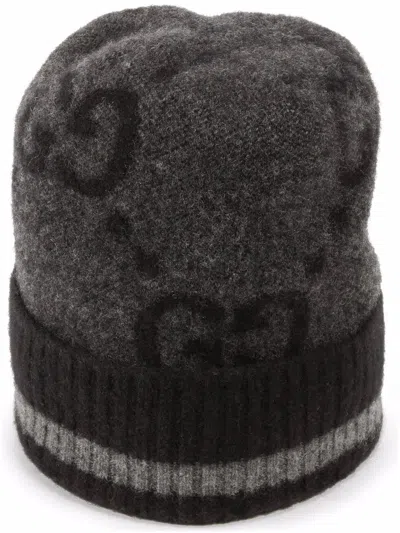 Gucci Men Cashmere Hat With Gg In Brown