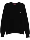 Gucci Black Crewneck Sweater With Gg Logo Embroidered On The Front In Wool And Cashmere Blend Man In Black