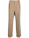 GUCCI MEN'S CHECKERED WIDE-LEG TROUSERS IN BEIGE FOR FW24
