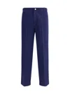Gucci Blue Pants With One Patch Pocket On The Rear And Logo Lettering On The Rear In Cotton Canvas Man In Blue