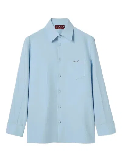Gucci Pastel Light-blue Tech Panama Shirt In Multi