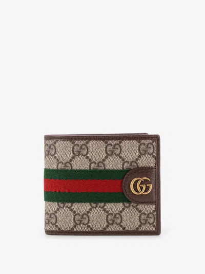 Gucci Men Coated Canvas Wallet With Gg Motif In Burgundy