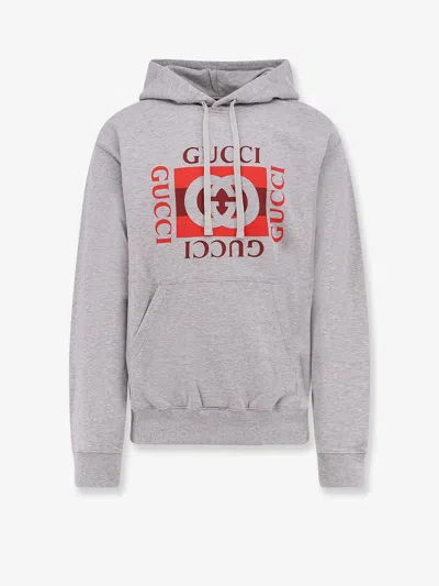 Gucci Men Cotton Hooded Sweatshirt In Gray
