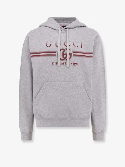 Gucci Men Cotton Jersey Hooded Sweatshirt In Gray