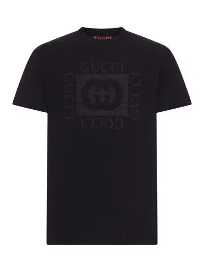 Gucci Men Cotton Jersey T-shirt With Print In Black