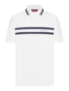 Gucci Stretch Piquet Polo Shirt With Striped Print In Blue