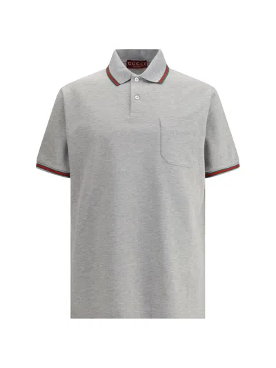 Gucci Men Cotton Polo Shirt In White