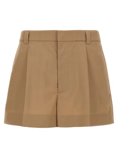 Gucci Tailored Cotton Shorts With Pockets And Pleats In Brown