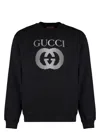 Gucci Black Crewneck Sweatshirt With Maxi Logo Print On The Front In Cotton Man