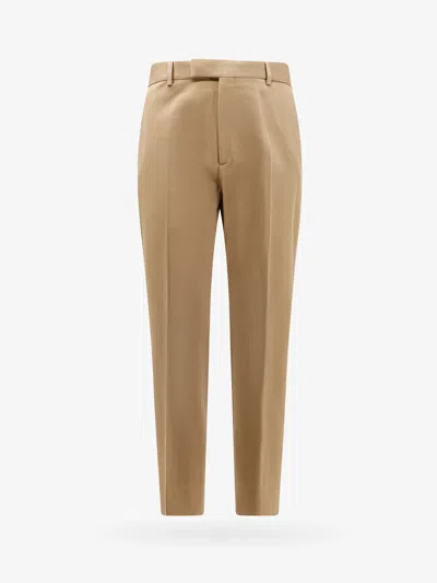 Gucci Men Cotton Trouser With Web Band Detail In Brown