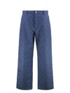 Gucci Cotton Jacquard Pant With Gg Shadow In Blue