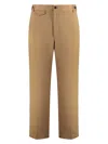 Gucci Web-detail Cotton Trousers In Beige