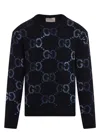 Gucci Crew-neck Wool Sweater For Men In Blue