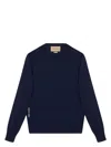 Gucci Men's Crew-neck Wool Sweater In Blue