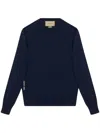 Gucci Men's Crew-neck Wool Sweater In Blue