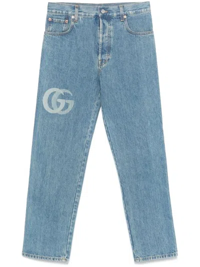 Gucci Men Cropped Slim Jeans In Multicolor