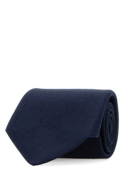 Gucci Men Dark Blue Jacquard Tie