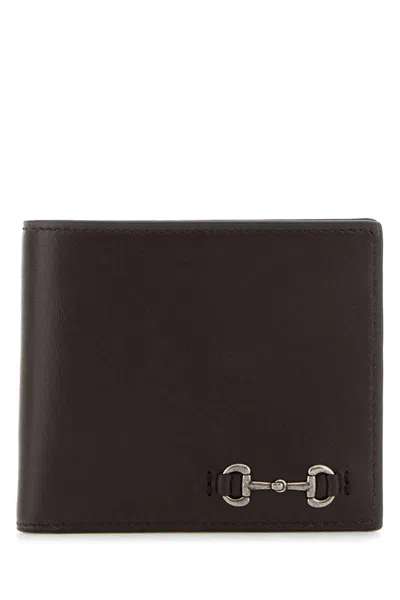 Gucci Men Dark Brown Leather Wallet