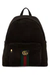 Gucci Men Dark Brown Suede Medium Ophidia Backpack