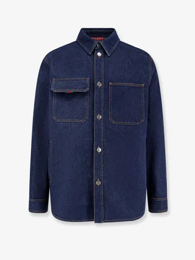 Gucci Men Dark Denim Shirt In Blue