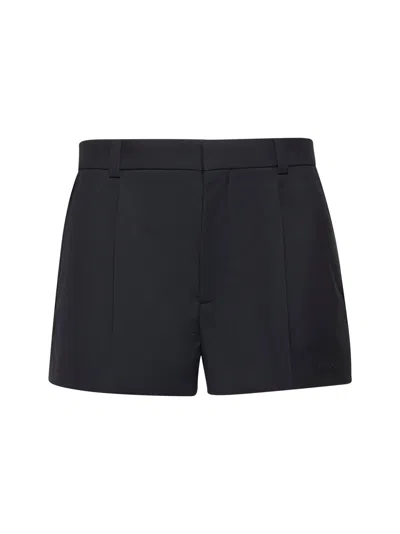 Gucci Men Dark Grey Wool Twill Shorts In Black