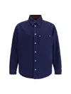 Gucci Men Denim And Flanel Reversible Shirt In Blue