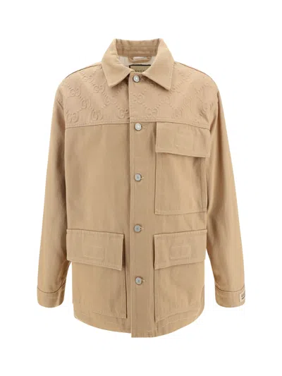 Gucci Reversible Denim Jacket In Beige