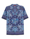 Gucci Printed Cotton Poplin Bowling Shirt In Blue