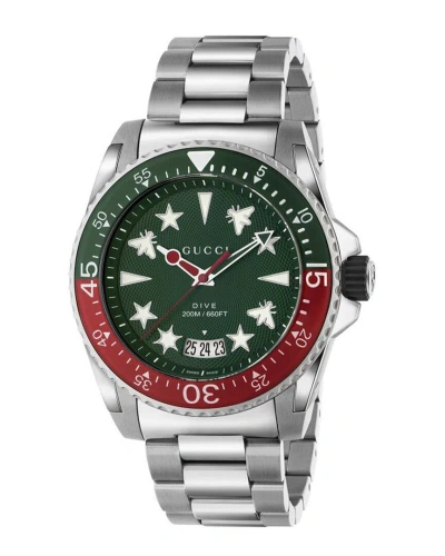 Gucci Dive Watch Quartz Green Dial Mens Watch Ya136222 In Red   / Green