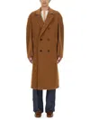 Gucci Men Double-breasted Coat In Brown