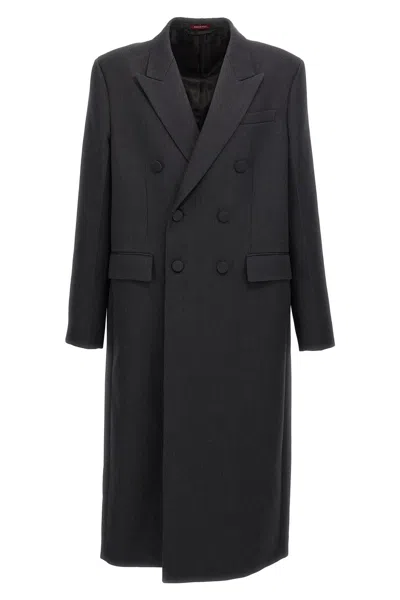 Gucci Men Double-breasted Coat In Gray