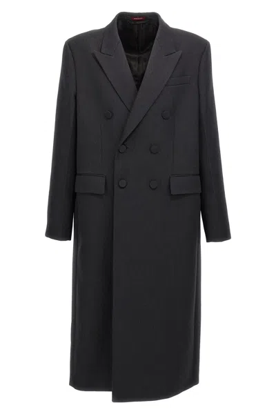 Gucci Double-breasted Coat In Black