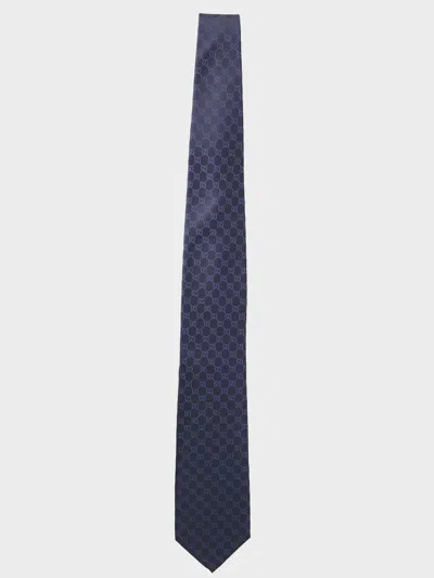 Gucci Men Double G Blue Tie