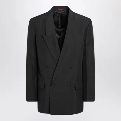 Gucci Men's Double-breasted Technical Panama Jacket In Black