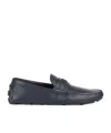 Gucci Pebbled Leather Driver Moccasins With Visible Stitching In Black