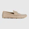Gucci Men's Havel Interlocking G Leather Drivers In Neutral