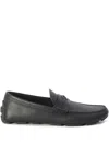 Gucci Pebbled Leather Driver Moccasins With Visible Stitching In Gray