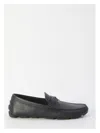 Gucci Pebbled Leather Driver Moccasins With Visible Stitching In Gray