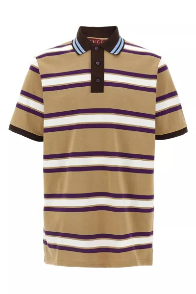 Gucci Men Embossed Logo Polo Shirt In Multicolor