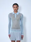 Gucci Mesh Technical Polo Shirt In Blue